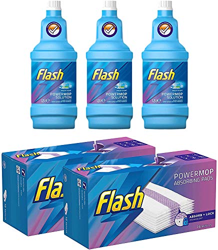 Amazing Power Mopa Big Bundle Pack de 3 x 1,25 L Mar Minerals Solución de limpieza + 24 almohadillas de recambio