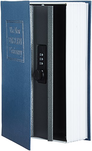 Amazon Basics - Caja de seguridad en forma de libro - Cerradura con combinación - Azul