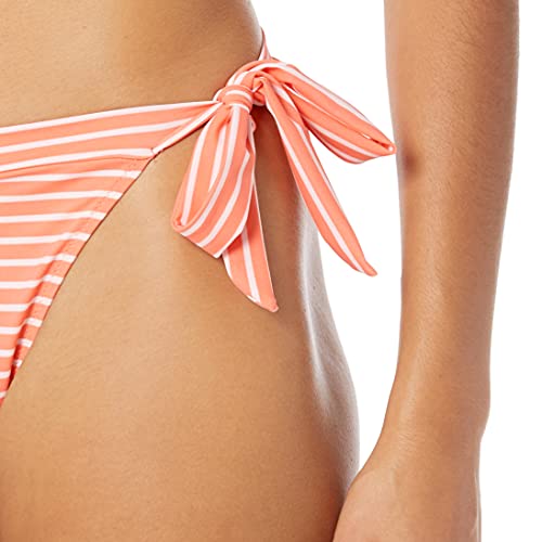 Amazon Essentials - Parte inferior de bikini con anudado lateral para mujer, Red & Pink Stripe, US L (EU L - XL)