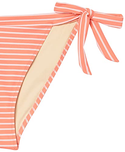 Amazon Essentials - Parte inferior de bikini con anudado lateral para mujer, Red & Pink Stripe, US L (EU L - XL)