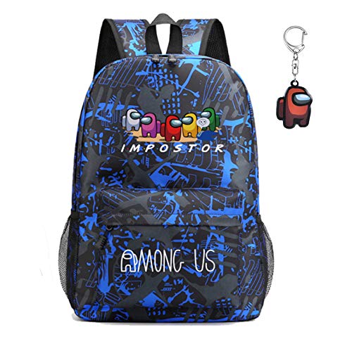 Among us Mochila , mochila para estudiantes sWerewolf Killing, mochila para computadora portátil para niños y niñas, regalo para fanáticos de los juegos adolescentes, con llavero (Estilo 6)