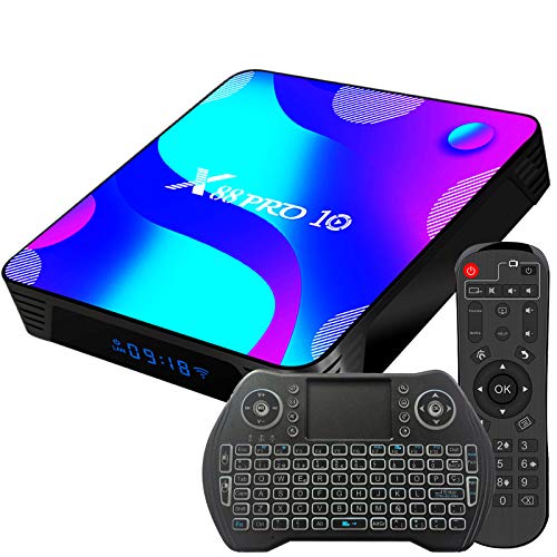 Android TV Box 11, 2GB RAM 16GB ROM Android 11.0 Compatible con 4K 3D H.265, RK3318 Dual-WiFi 2.4g / 5g Smart TV Box con Mini Teclado HDMI USB 3.0