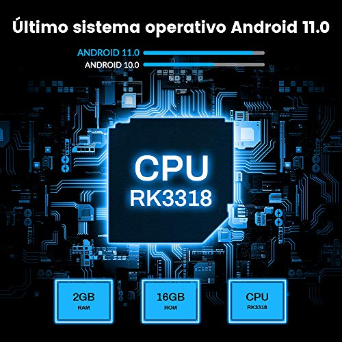 Android TV Box 11, 2GB RAM 16GB ROM Android 11.0 Compatible con 4K 3D H.265, RK3318 Dual-WiFi 2.4g / 5g Smart TV Box con Mini Teclado HDMI USB 3.0