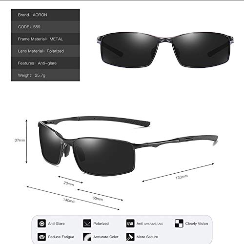 AORON Gafas de sol polarizadas para hombre, protección UV, gafas de conducción Negro Talla única