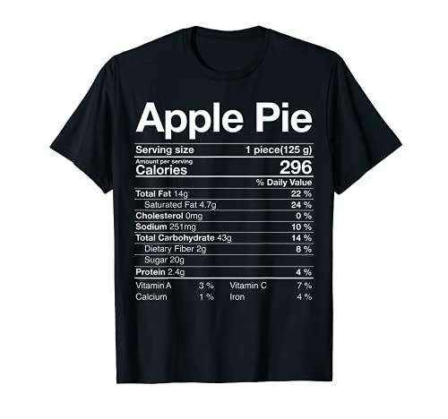 Apple Pie Información nutricional Label Costume Thanksgiving Gifts Camiseta