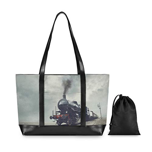 Art Steam Train Handbag Tote Casual Outdoor Computer Bag Fashion Large Capacity