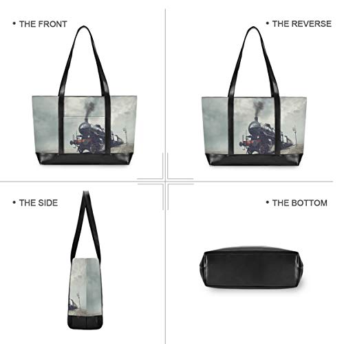 Art Steam Train Handbag Tote Casual Outdoor Computer Bag Fashion Large Capacity