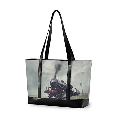 Art Steam Train Handbag Tote Casual Outdoor Computer Bag Fashion Large Capacity