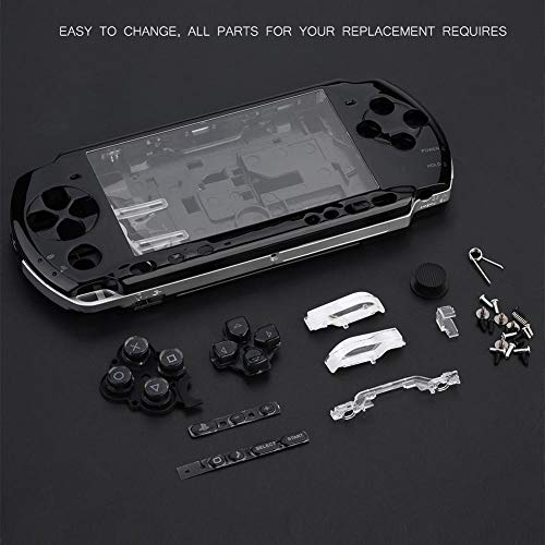 ASHATA Carcasa para PSP 3000, Reemplazo de Funda Protectora para Consola de Juegos de Mano, Cubierta para PSP 3000, Estuche Duradero para Consola de Juegos 3000(Negro)