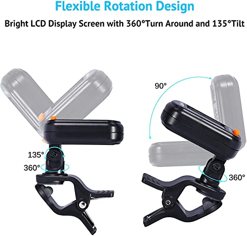 Asmuse Afinador de Guitarra, Violín, Ukelele, Bajo Eléctrico, Apagado Automático, Sintonizador Cromático Universal con 3 Selecciones de Alice Pantalla LCD 360 ° Batería Incluida