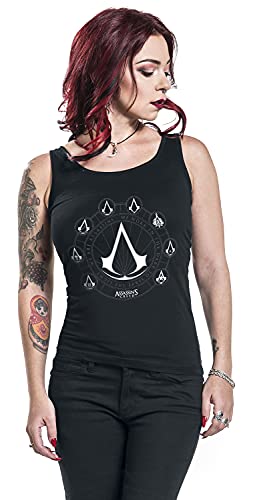 Assassin's Creed Circle Mujer Top Negro XL, 100% algodón, Regular