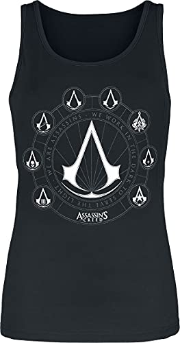Assassin's Creed Circle Mujer Top Negro XL, 100% algodón, Regular