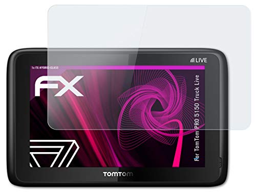 atFoliX Lámina Protectora de plástico Cristal Compatible con Tomtom Pro 5150 Truck Live Película Vidrio, 9H Hybrid-Glass FX Protector Pantalla Vidrio Templado de plástico