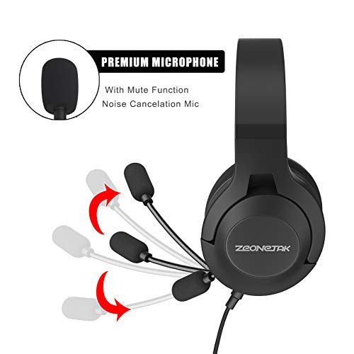 Auriculares con Micrófono para PC, Esolom Auriculares Ajustable Micrófono con Cancelación de Ruido Headset Comerciales Auriculares con Cable para Skype Softphone Centros de Llamadas Cursos Online