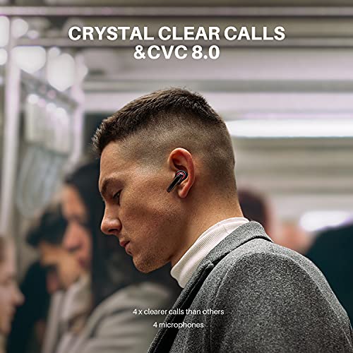 Auriculares Inalambricos, 2021 Tribit Qualcomm3040 Cascos Inalámbricos Bluetooth 5.2 Sonido Estéreo HiFi 4 Microfonos CVC 8.0 Cancelación de Ruidos para Llamadas Claras Impermeable Control del Volumen