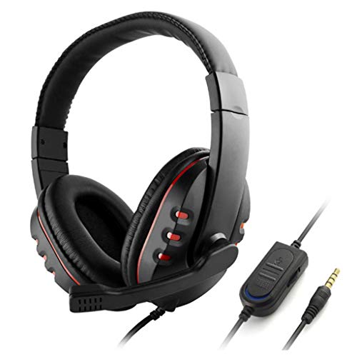 Auriculares para juegos de 3,5 mm con micrófono y control de volumen para Sony PS4 4 para PC