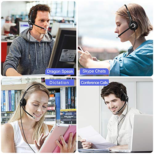 Auriculares PC Teléfono Móvil con Cancelación de Ruido Micrófono, Cascos 3,5mm para Ordenador Laptop iPhone Smartphone, Business, Oficina, Skype, Zoom, Cursos Online, Conversación Clara, Super Cómodo
