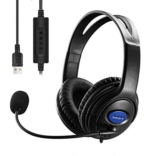 Auriculares USB con micrófono, auriculares USB con cable para PC, ultra ligeros y cómodos con cancelación de ruido y controles de audio para centro de llamadas, chat de curso en línea/Skype
