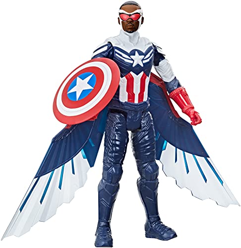 Avengers Marvel Studios Titan Hero Series - Figura de 30 cm del Capitán América - Incluye alas - Edad: 4 años en adelante