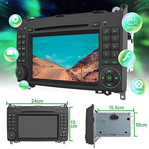 AWESAFE Radio Coche 7 Pulgadas con Pantalla Táctil 2 DIN para Mercedes-Benz, Autoradio para Clase A W169/Clase B W245/Clase V W639 Vito Viano/W906 Sprinter 2500/3000, admite GPS/USB/Mandos del volante