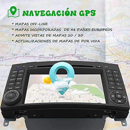 AWESAFE Radio Coche 7 Pulgadas con Pantalla Táctil 2 DIN para Mercedes-Benz, Autoradio para Clase A W169/Clase B W245/Clase V W639 Vito Viano/W906 Sprinter 2500/3000, admite GPS/USB/Mandos del volante