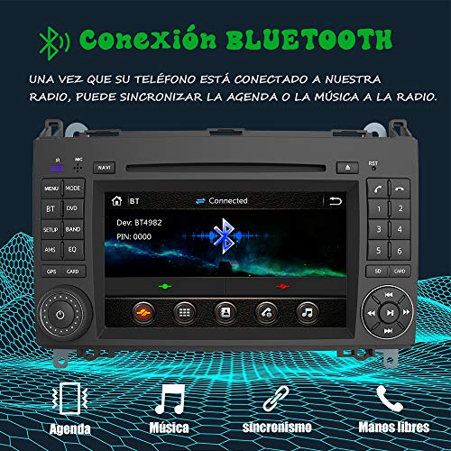 AWESAFE Radio Coche 7 Pulgadas con Pantalla Táctil 2 DIN para Mercedes-Benz, Autoradio para Clase A W169/Clase B W245/Clase V W639 Vito Viano/W906 Sprinter 2500/3000, admite GPS/USB/Mandos del volante