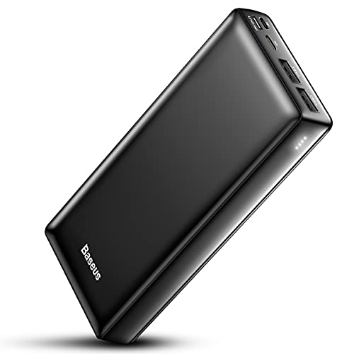 Baseus Batería Externa Movil 30000mAh, Cargador Portátil de Carga Rápida Power Bank USB C para iPhone 13/11/12 Pro MAX, iPad, Compatible con Samsung, Huawei y más, Negro