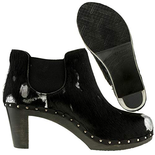 Berkemann 1885 Carly 00317671 - Botines de piel de vaca para mujer, color plateado y negro, Silver Black Vaca, 37.5 EU