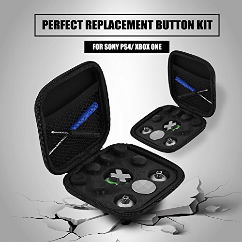 Bewinner 11 en 1 Kit de Botones de reemplazo Profesional para Controlador Joystick Portátil de Sony PS4 / Xbox One Mini Thumb Stick Cap Kit de Botones de Reemplazo Magnético con Estuche
