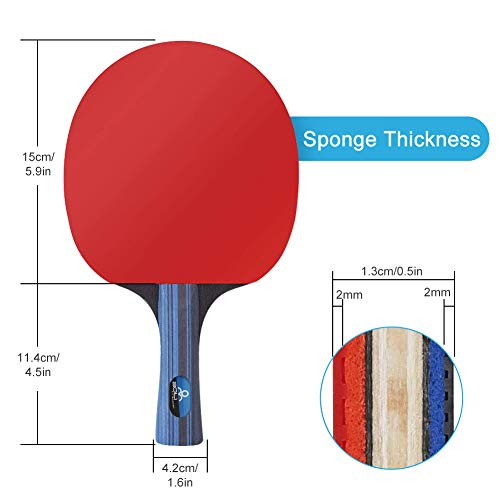 BHGWR Sets de Ping Pong, Sets de Raquetas de Tenis de Mesa 4 Palas Ping Pong y 8 Pelotas Ping Pong, Set Raqueta de Ping Pong en una Bolsa de Nylon Ideal para Actividades al Aire Libre en Interiores