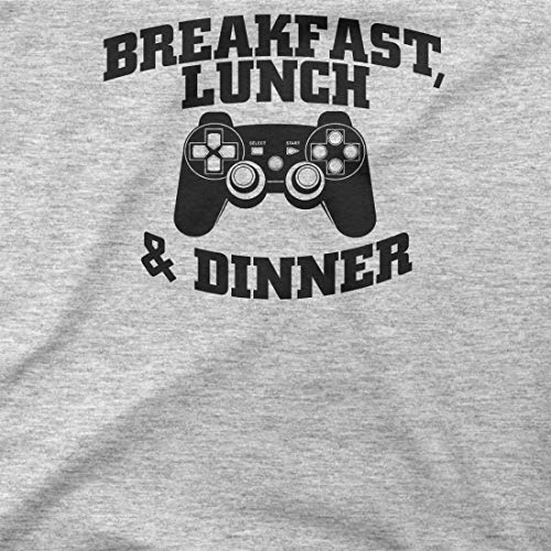 BLAK TEE Mejur Breakfast Lunch and Dinner Gamer Slogan Motivation PS Controller Camisa De Manga Larga S
