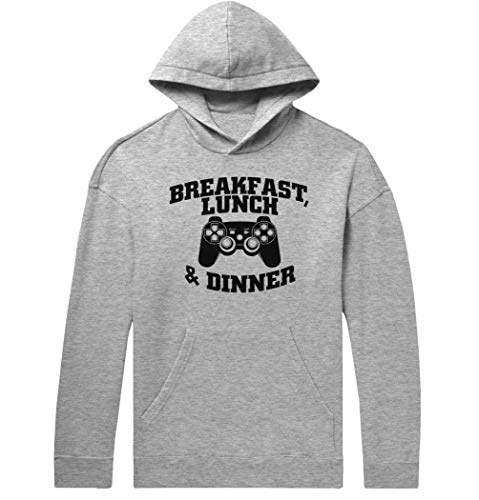 BLAK TEE Mujer Breakfast Lunch and Dinner Gamer Slogan Motivation PS Controller Capucha L