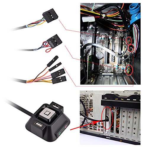 Botón de Encendido de la PC de Escritorio, Caja de la computadora de Escritorio con Puertos USB 2.0 Dobles de conmutación, Botón de restablecimiento de energía con Interfaz de Audio y de micrófono