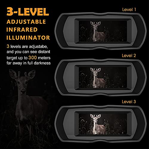 Braveking1 Prismáticos de Visión Nocturna, 8X Digital Zoom HD Infrarrojo Caza Binoculares con 4000mAh Batería Incorporada, Tomar Fotos/Videopara la Seguridad del de Caza de Adultos, 32GB Tarjeta