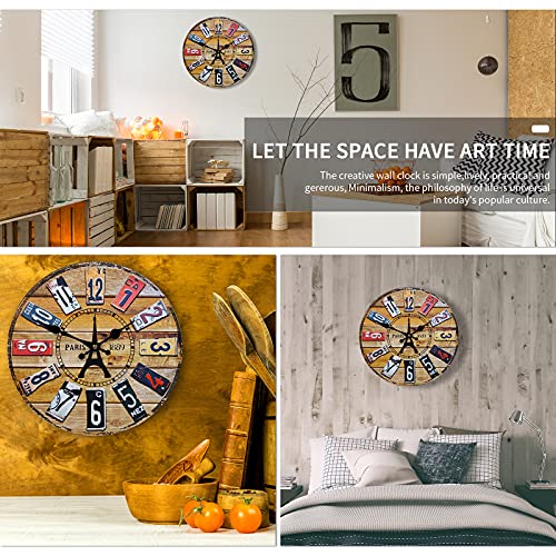 Brmeday Reloj De Pared De Madera, 35cm/14 Pulgadas, Reloj De Pared Grande, Sin Ruido De Tictac, Reloj De Pared Moderno, Vintage, Reloj De Pared Para Salón, Cocina, Dormitorio, Habitación De Los Niños
