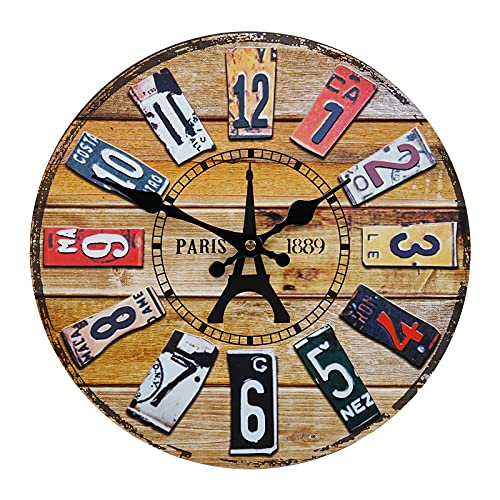 Brmeday Reloj De Pared De Madera, 35cm/14 Pulgadas, Reloj De Pared Grande, Sin Ruido De Tictac, Reloj De Pared Moderno, Vintage, Reloj De Pared Para Salón, Cocina, Dormitorio, Habitación De Los Niños