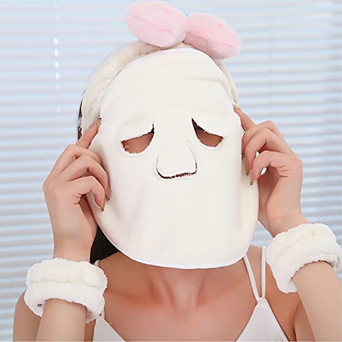 BXYC Reusable Face Towel Mask, Cold Hot Compress Mask, Facial Steamer Towel, Mask Towel, Face Towel Mask, Face Towels Skincare, Coral Fleece Hot Compress Towel for Women Girls (B)