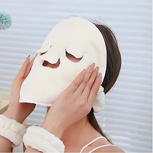 BXYC Reusable Face Towel Mask, Cold Hot Compress Mask, Facial Steamer Towel, Mask Towel, Face Towel Mask, Face Towels Skincare, Coral Fleece Hot Compress Towel for Women Girls (B)