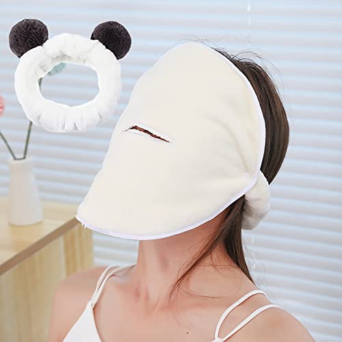 BXYC Reusable Face Towel Mask, Cold Hot Compress Mask, Facial Steamer Towel, Mask Towel, Face Towel Mask, Face Towels Skincare, Coral Fleece Hot Compress Towel for Women Girls (B)