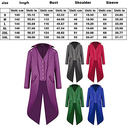 BYYDYSRFLO Esmoquin gótico Steampunk para Hombre Mujeres Victoriana Medieval Vampiro Noche Formal Adecuado para Cosplay Fiesta de Halloween Masquerade Black-S