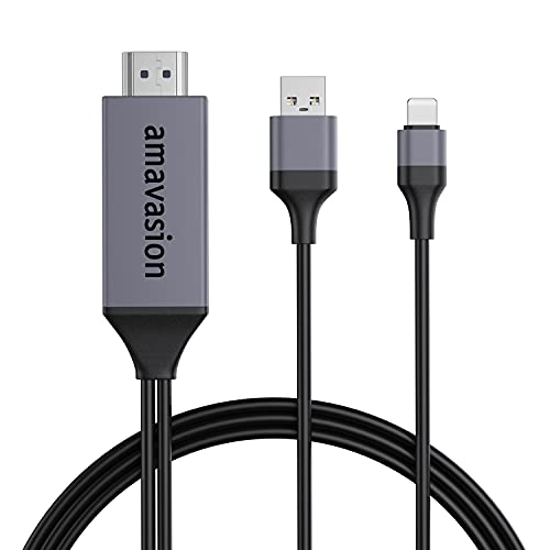 Cable HDMI para i-Phone i-Pad, Cable Adaptador HDMI AV Digital 1080P Compatible con TV, Proyector, Monitor y Pantalla para i-Phone 12/11/SE/XR/X/XS/8/7/6 y i-Pad Air/Mini Series – 2M