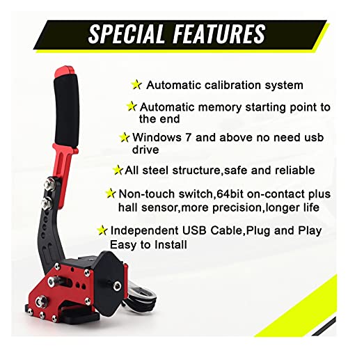 CAIBING S.handbrake Sistema de Frenos Fit Fit for Logitech G29 / G27 / G25 PC Rally Juegos de Carreras 64bit Hall Sensor USB SIM RS-HB019 Carro (Color : Black)