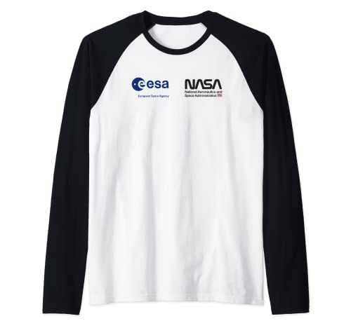 Camisa de la NASA de la ESA, camisa de la NASA, logotipo del pecho de la cooperación de la Agencia Espacial de la UE y los Estados Camiseta Manga Raglan