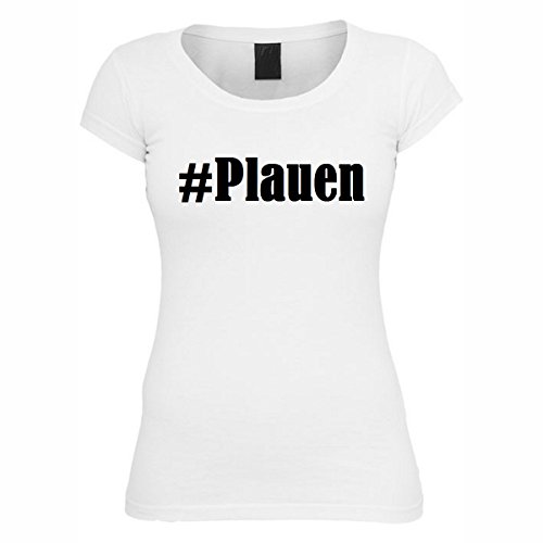 Camiseta #Plauen Hashtag con rombos para mujer, hombre y niños en los colores blanco y negro Blanco 03 EU Hombre Large
