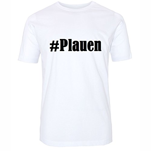 Camiseta #Plauen Hashtag con rombos para mujer, hombre y niños en los colores blanco y negro Blanco 03 EU Hombre Large