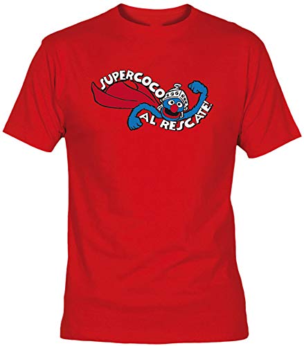 Camisetas EGB Camiseta Supercoco Al Rescate Adulto/niño ochenteras 80´s Retro (3-4 años, Rojo)
