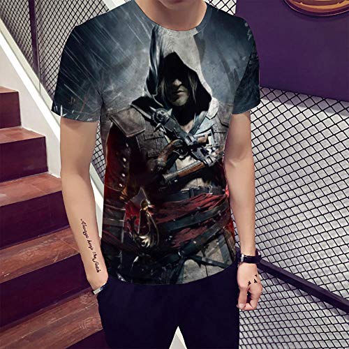 Camisetas Manga Corta Hombre Assassin'S Creed 3D Impreso Digital De Cuello Redondo De Manga Corta De Los Hombres-T3062_S