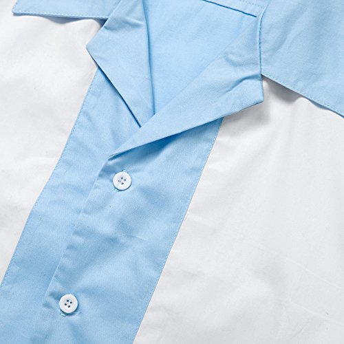 Candow Look Camisa casual para hombre contrast color blue&white