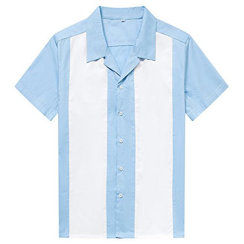 Candow Look Camisa casual para hombre contrast color blue&white