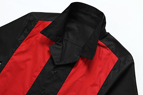 Candow Look moda para hombre casual camisas de vestido cowboy Rojo manga corta vendimia (XXX-Large)